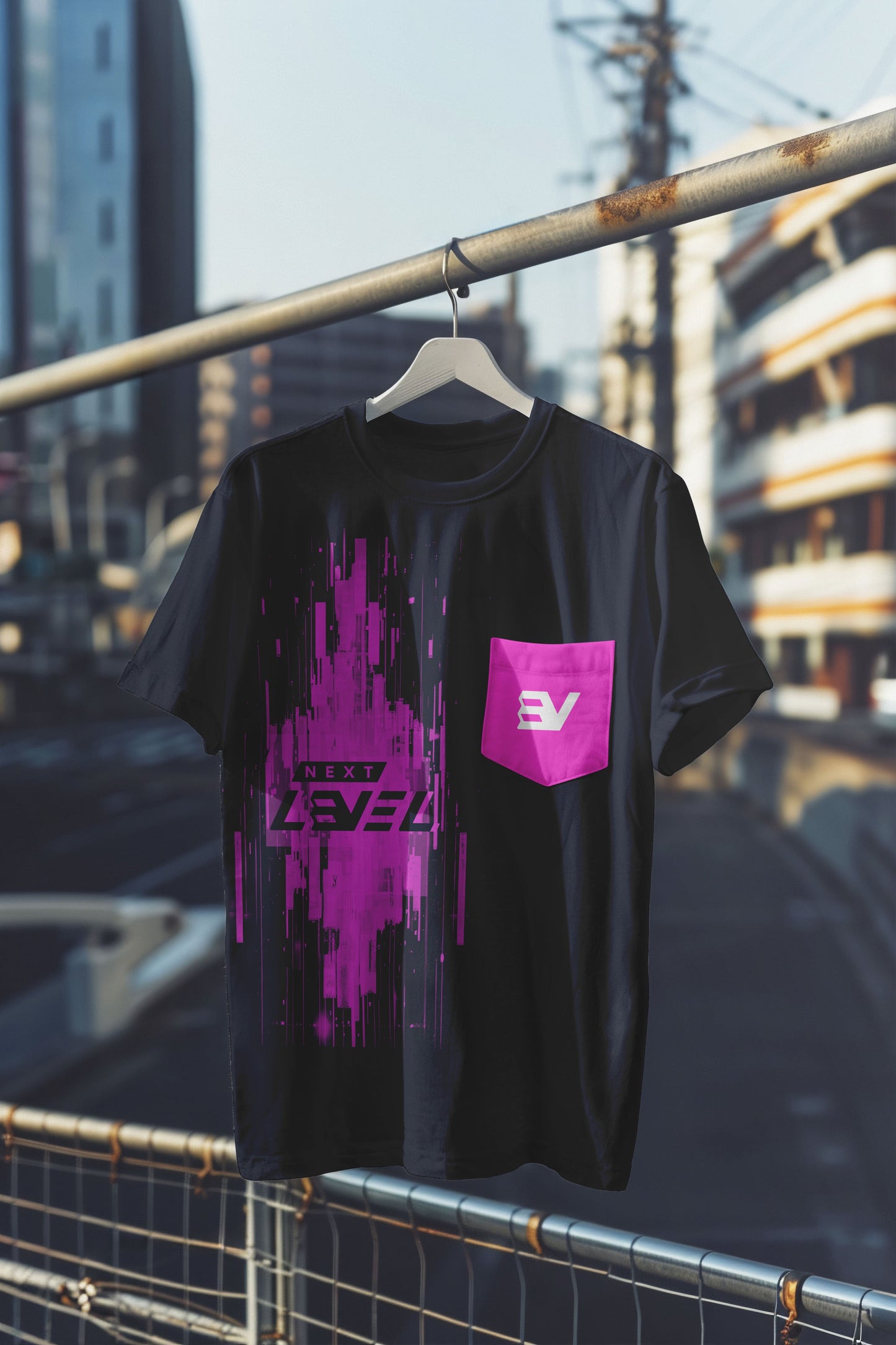 Neon Pulse Black T-Shirt